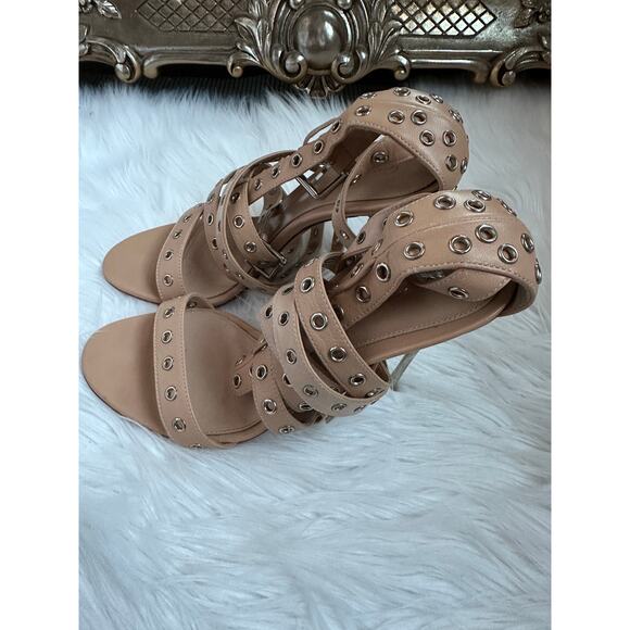 Gianvito Rossi Grommet Beige Nude Strappy Heels - Picture 5 of 10